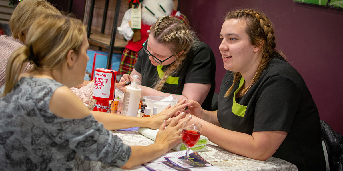 Beauty and Nail students treated Dobbies shoppers at Teenage Cancer fundraiser 